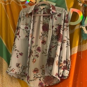 Small Baby Blue with floral Candies button down